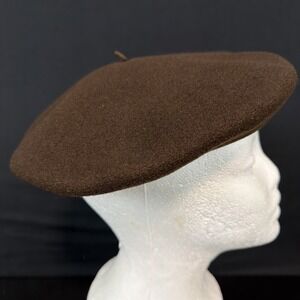 laulhere Brown beret 100 Percent Wool 10 Inch Size 59 Made In France JJ Hat NY